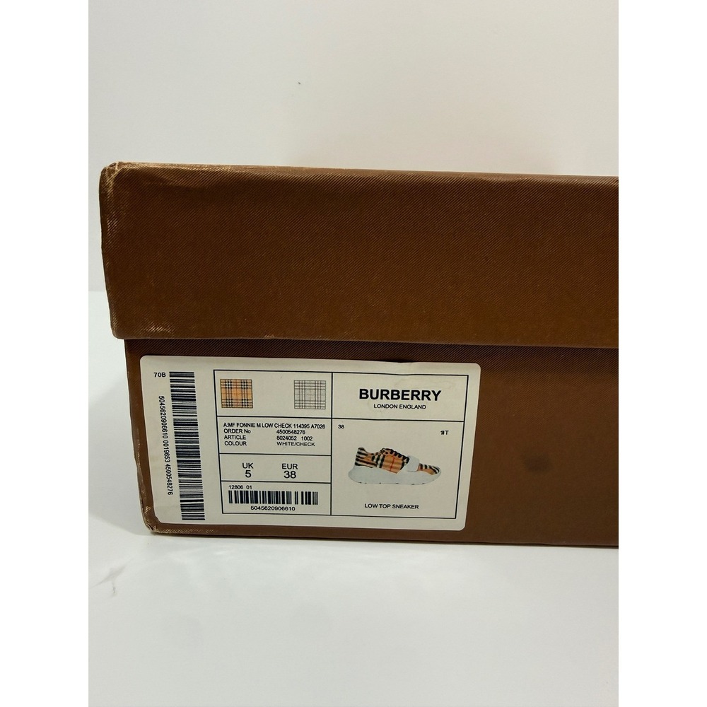 Burberry Ramsey Sneakers Womens 38 Beige Vintage Check Leather Platform - Picture 11 of 14